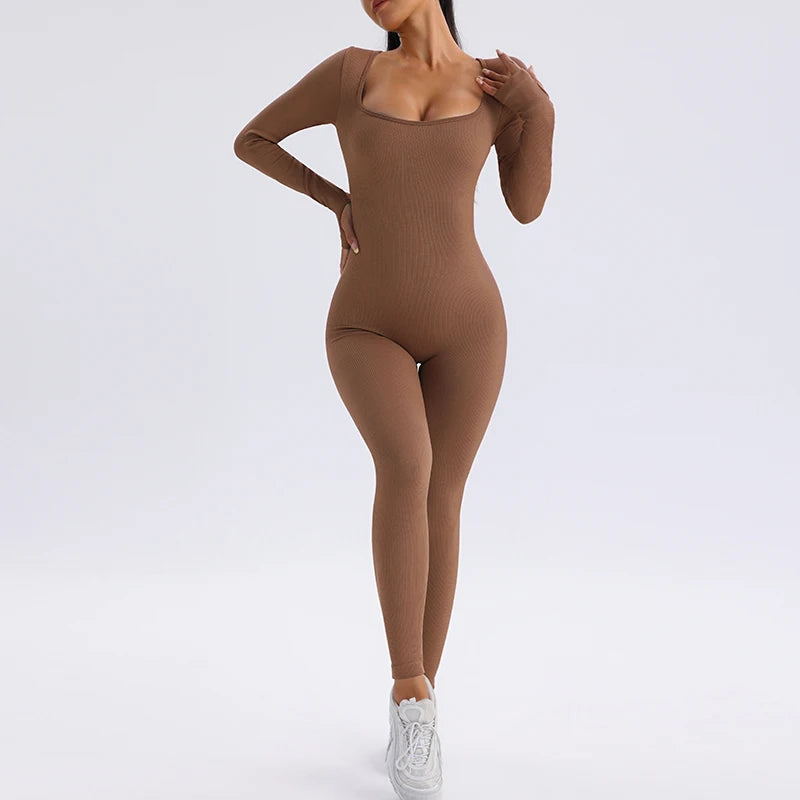 Yoga One Piece Women'S Sportswear Yoga Suit Long Sleeve One Piece Clothes One Piece Fitness Clothing Fitness Suit